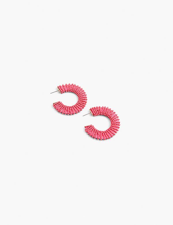 Pink Beaded Hoop Earrings