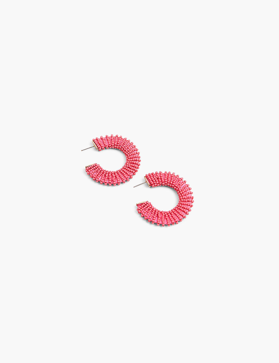 Hot Pink Seed Bead Hoop Earrings Product Image 1