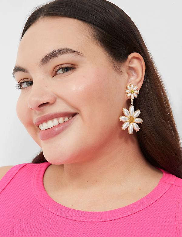 Floral Pearlized Statement Earrings