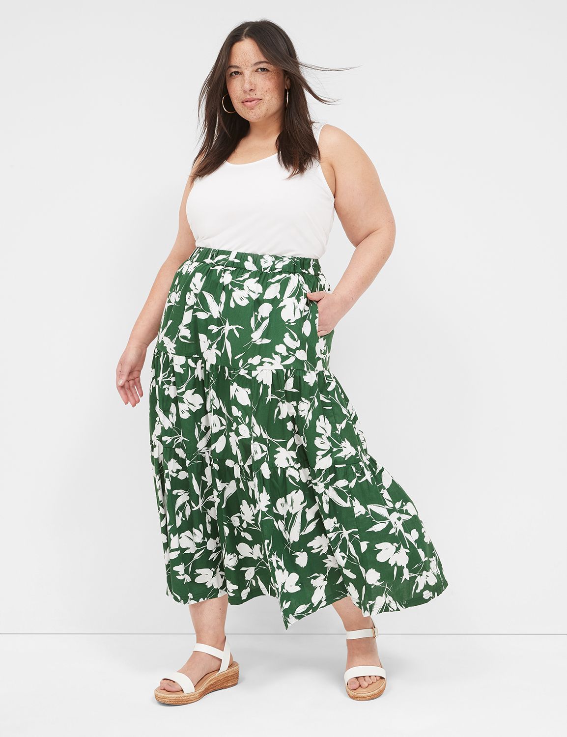 Poplin Pull-On Maxi Skirt | LaneBryant
