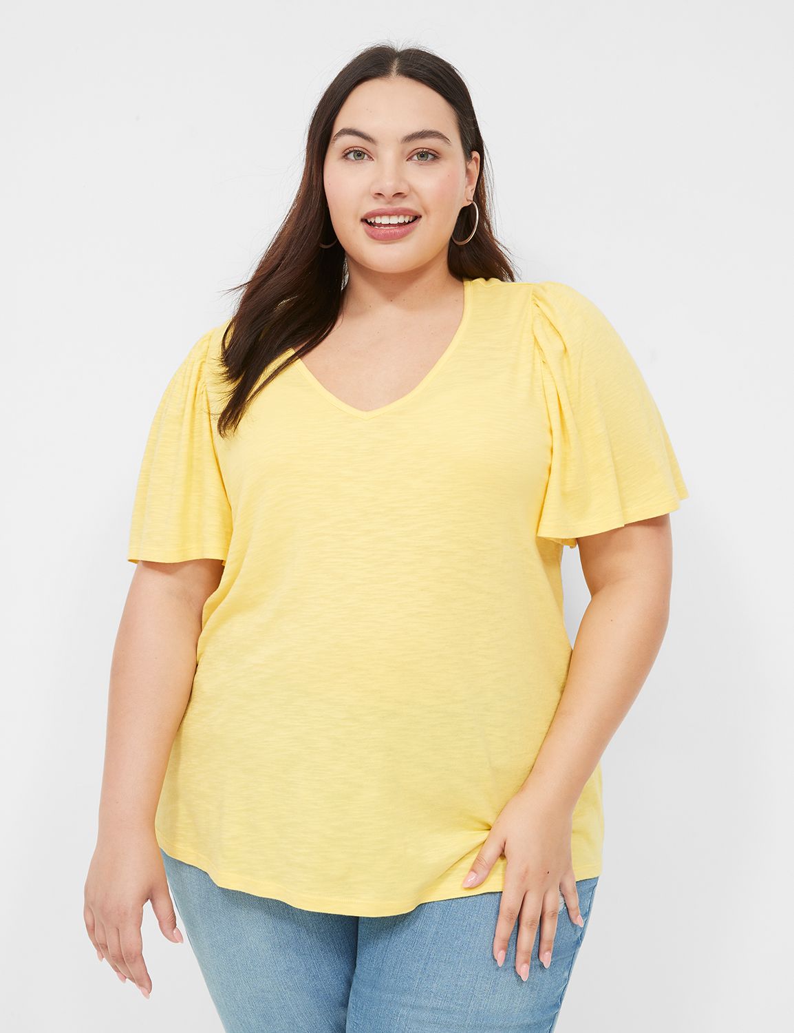 Cap Sleeve V Neck Top 1336O