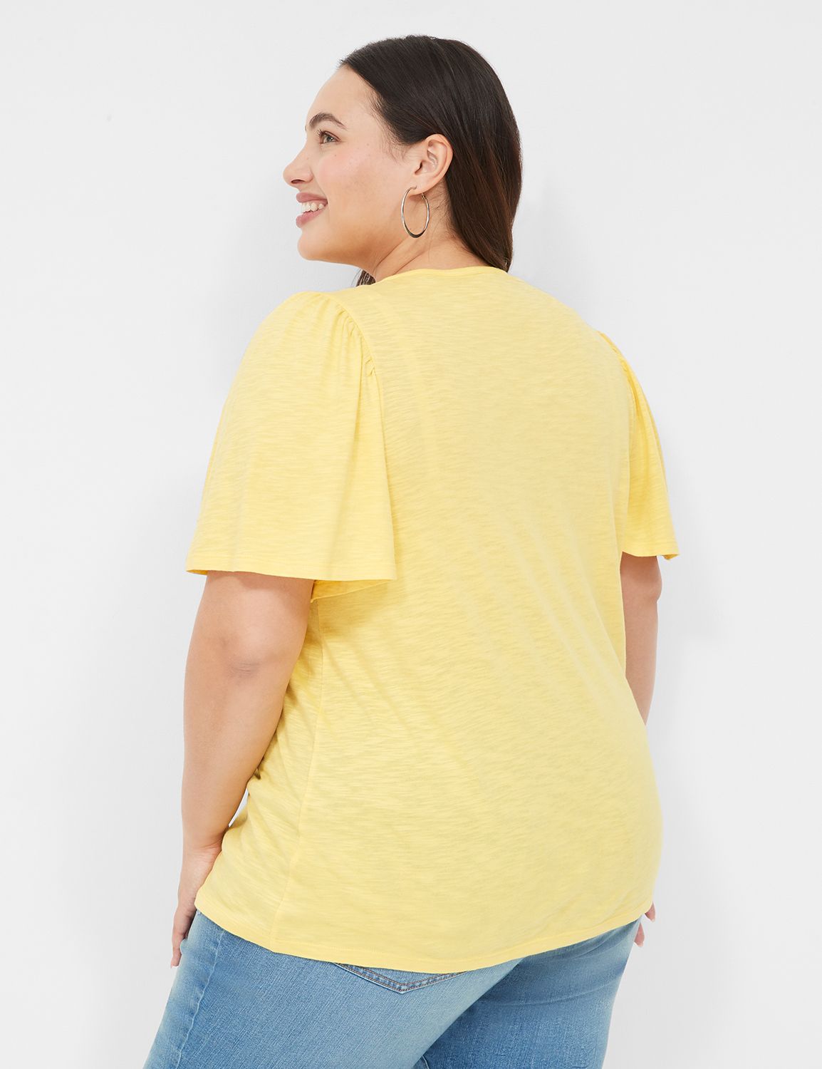 Black Leopard Accent Short Sleeve V-Neck Top