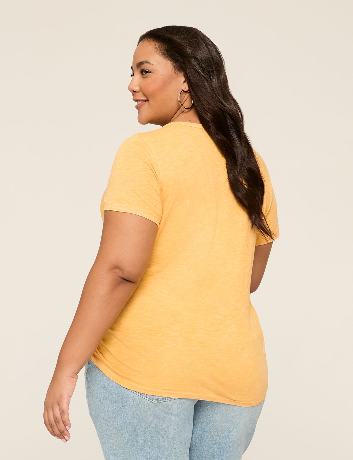 Casual Short Sleeve V-Neck Side Ruc | LaneBryant