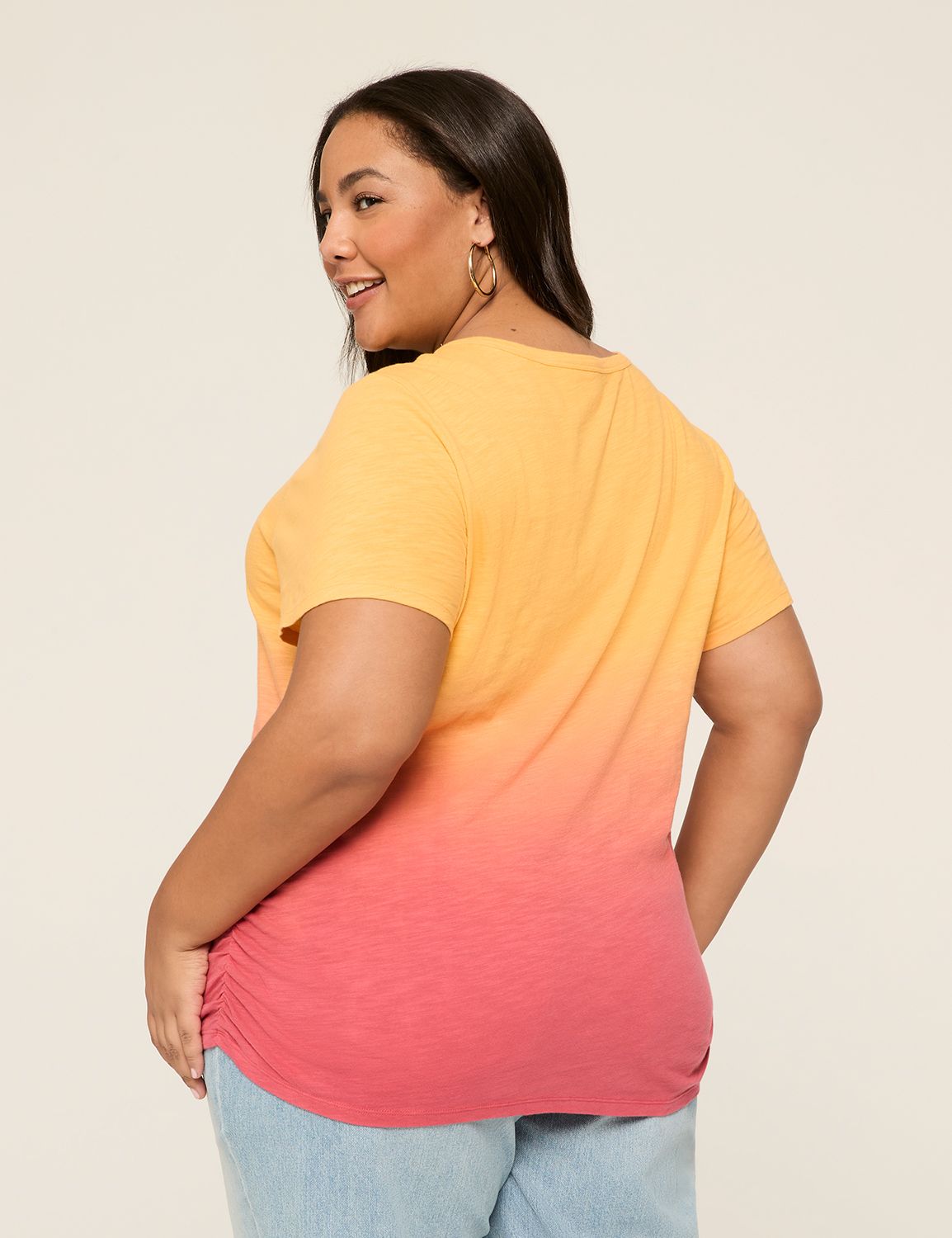 Casual Short Sleeve V-Neck Side Ruc Product Image 2