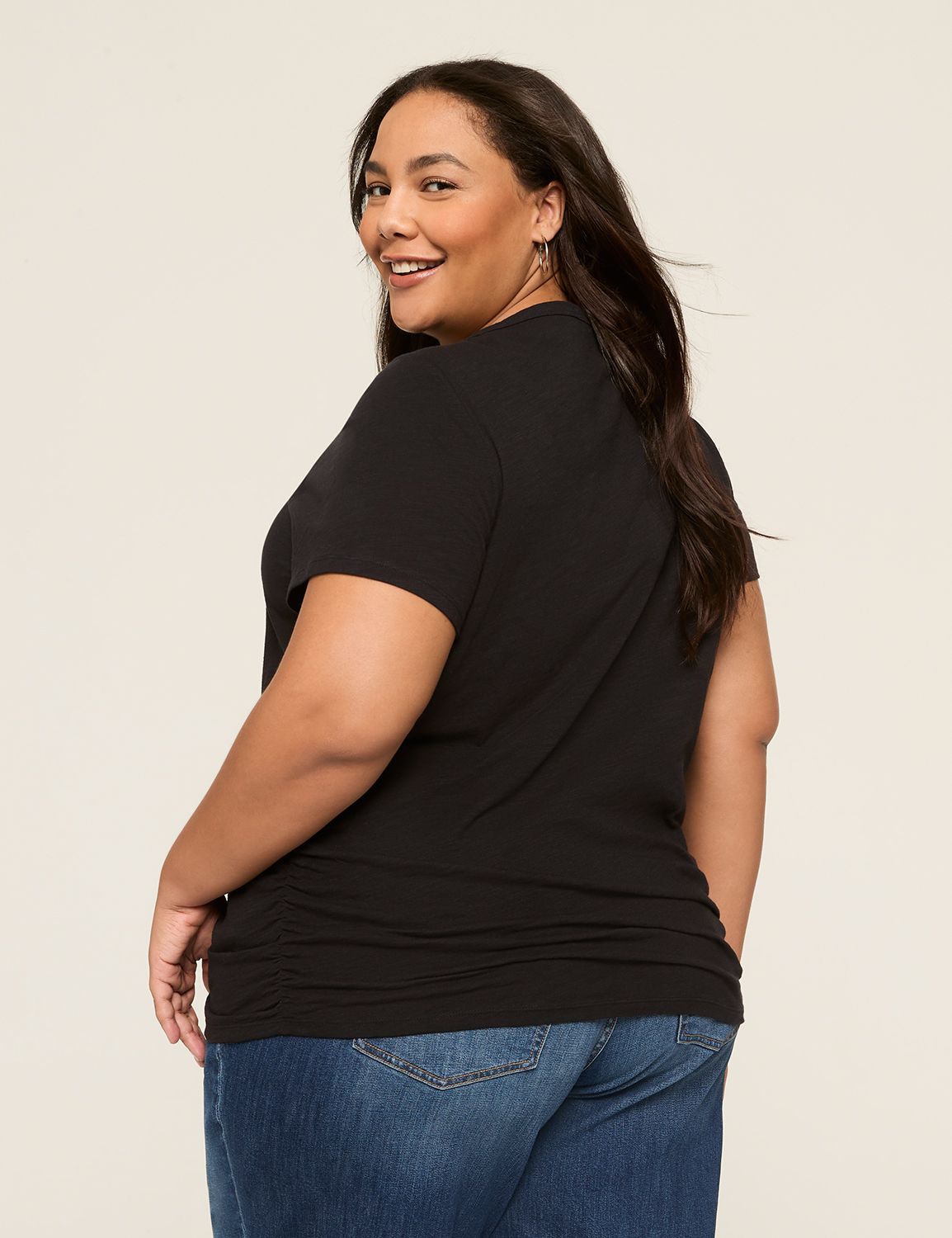 Casual Short Sleeve V-Neck Side Ruc Product Image 2