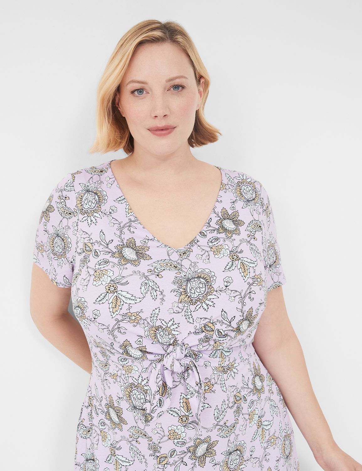 V-Neck Sleeveless Knot Waist Dress