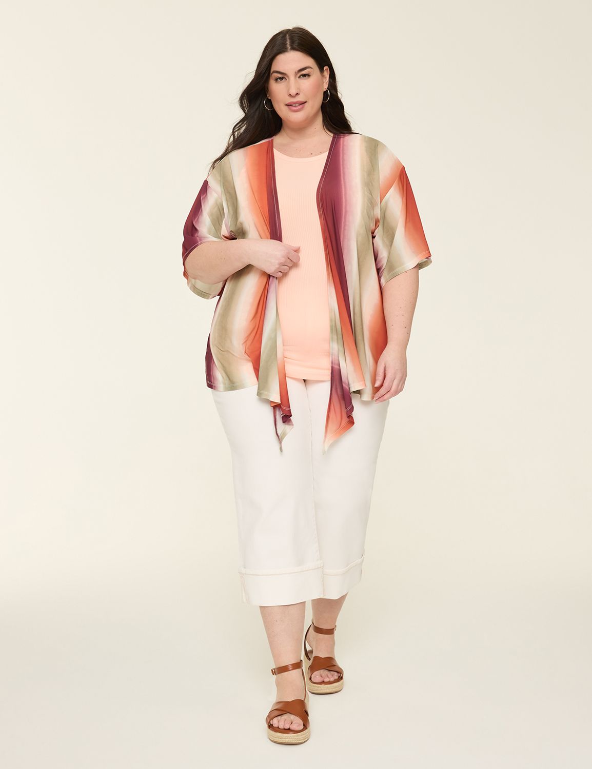 Casual Kimono Sleeve Tie Front Mesh Product Image 3