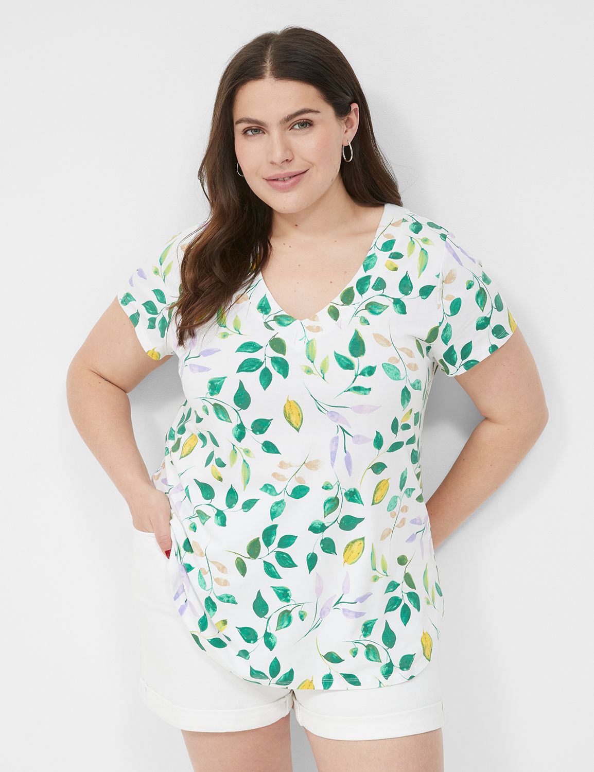 Yollienshop Women Plus Size Sexy Tops V Neck Short Sleeve Plus