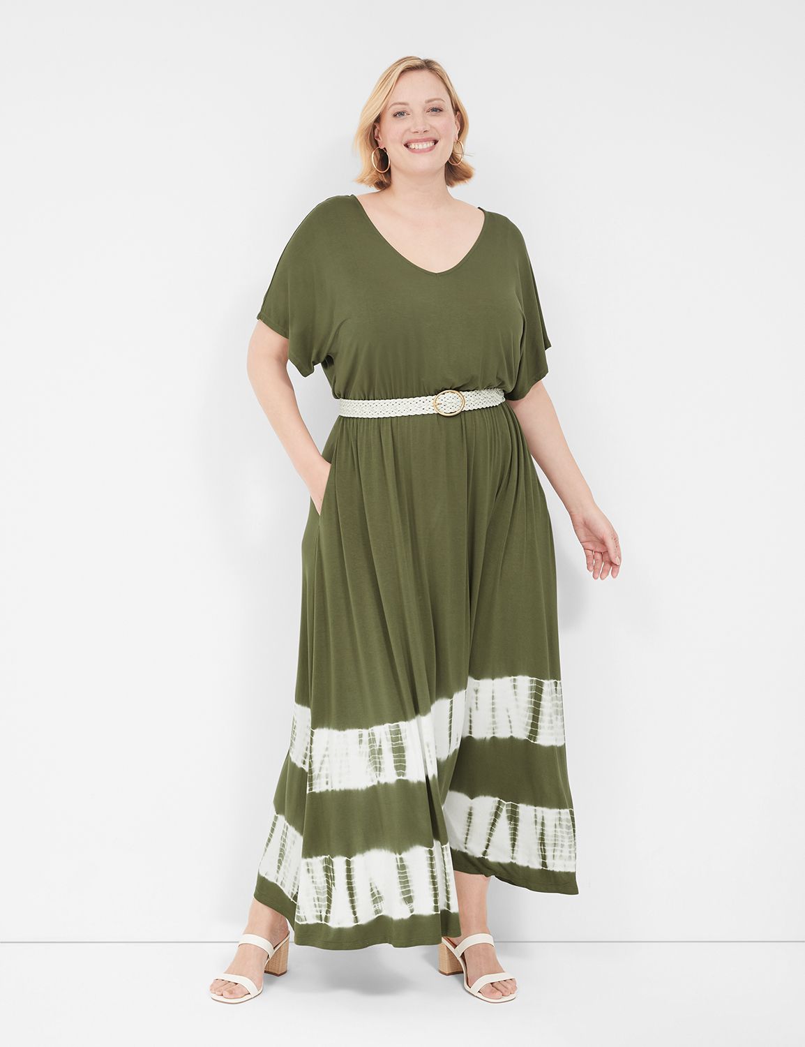 tie-dye long-sleeve v-neck dress main image 1