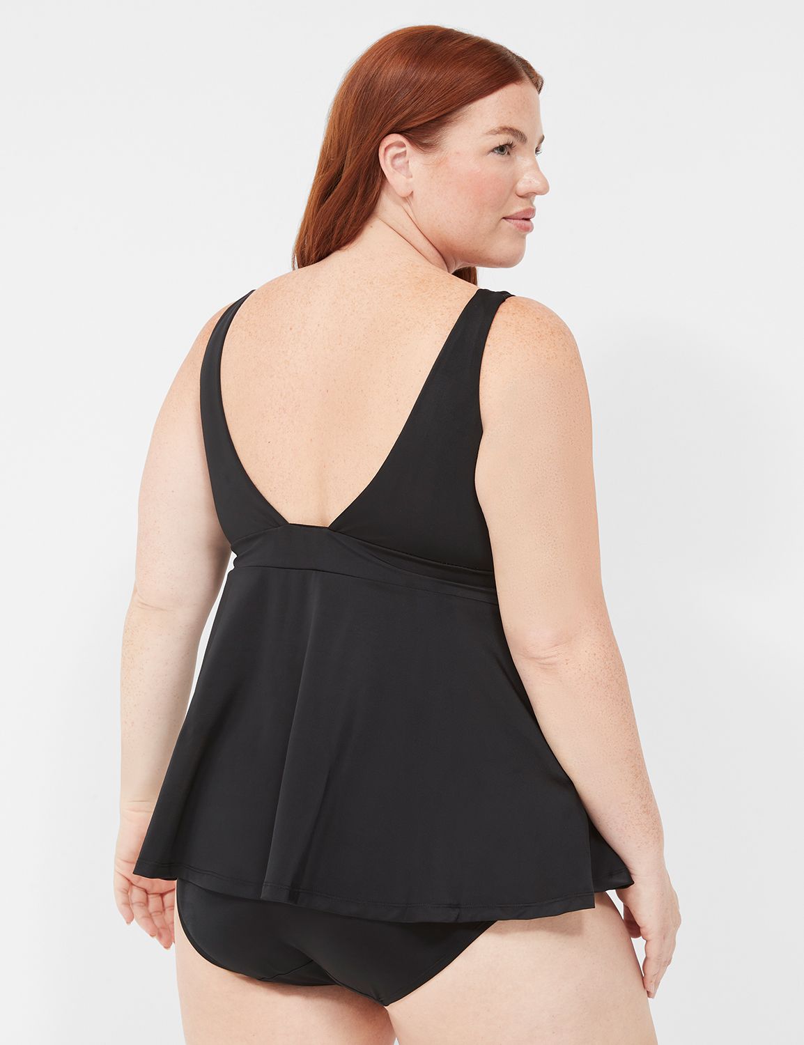 Lane Bryant Fitted Underwire Swim Tankini Top 42DDD Black, Lane