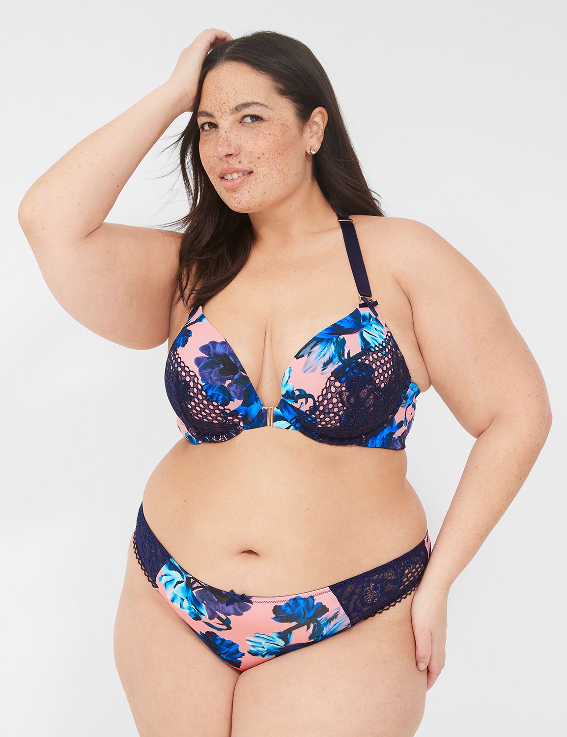 Printed Strappy Back Boost Plunge 1 Product Image 1