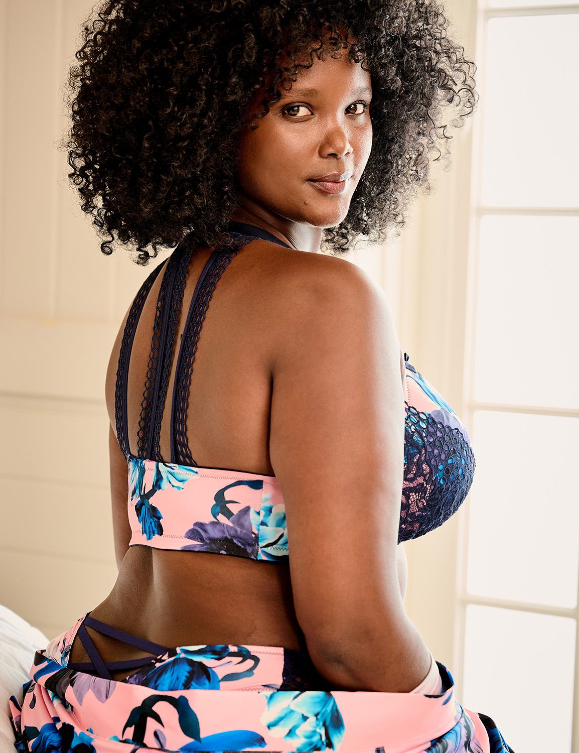 Printed Strappy Back Boost Plunge 1 Product Image 5