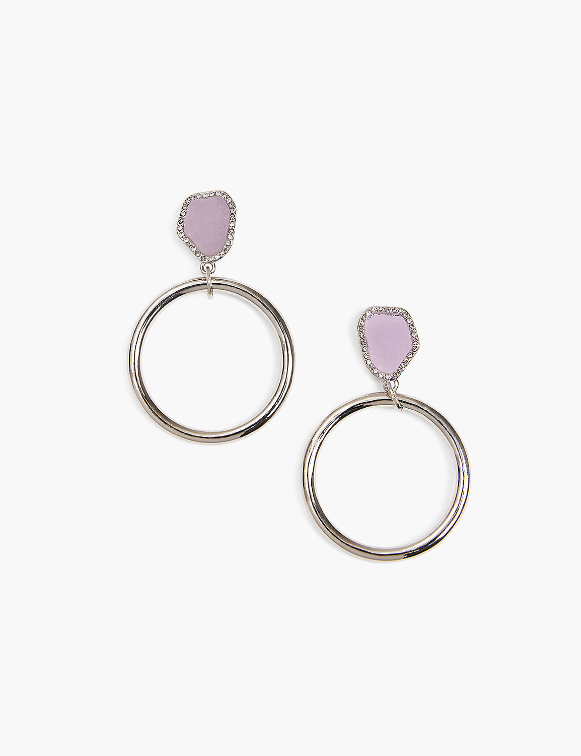Purple Druzy Circle Drop Earrings Product Image 1