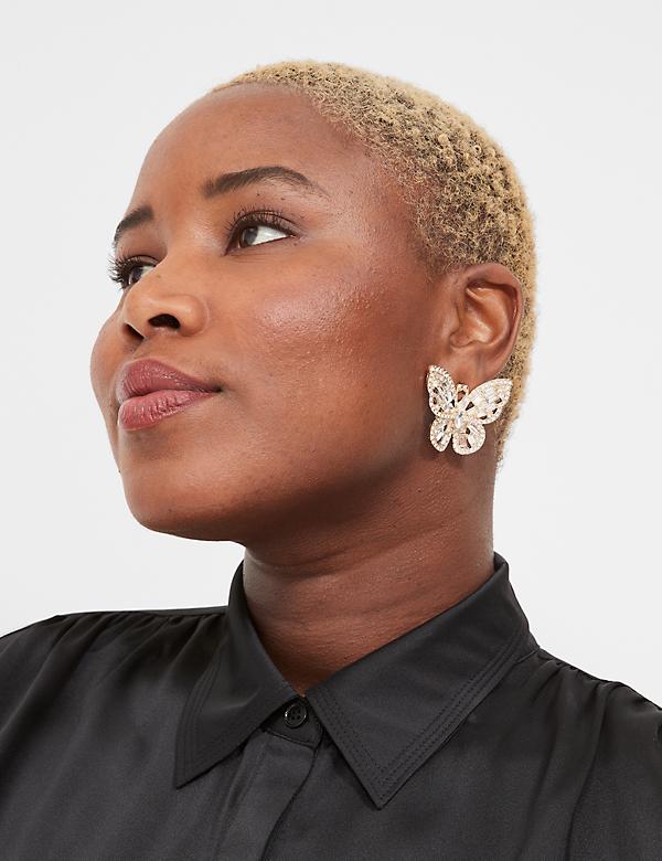 Pave Butterfly Statement Earrings