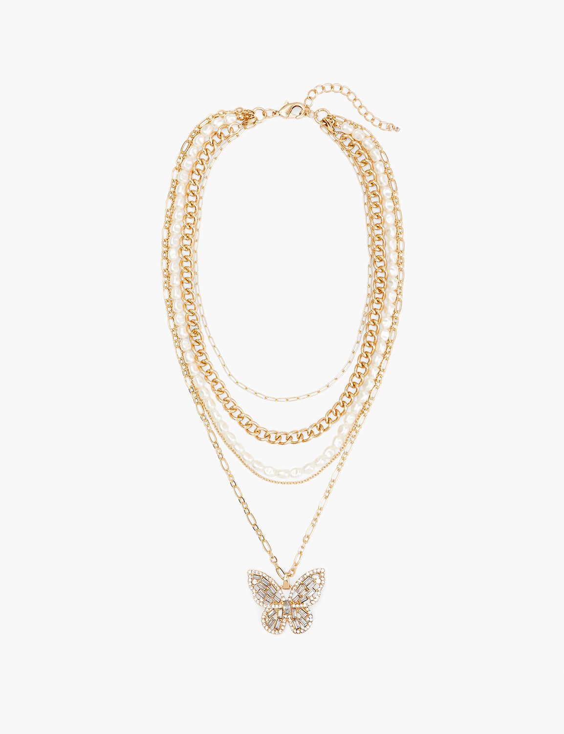 Pave Butterfly Layered Necklace LaneBryant