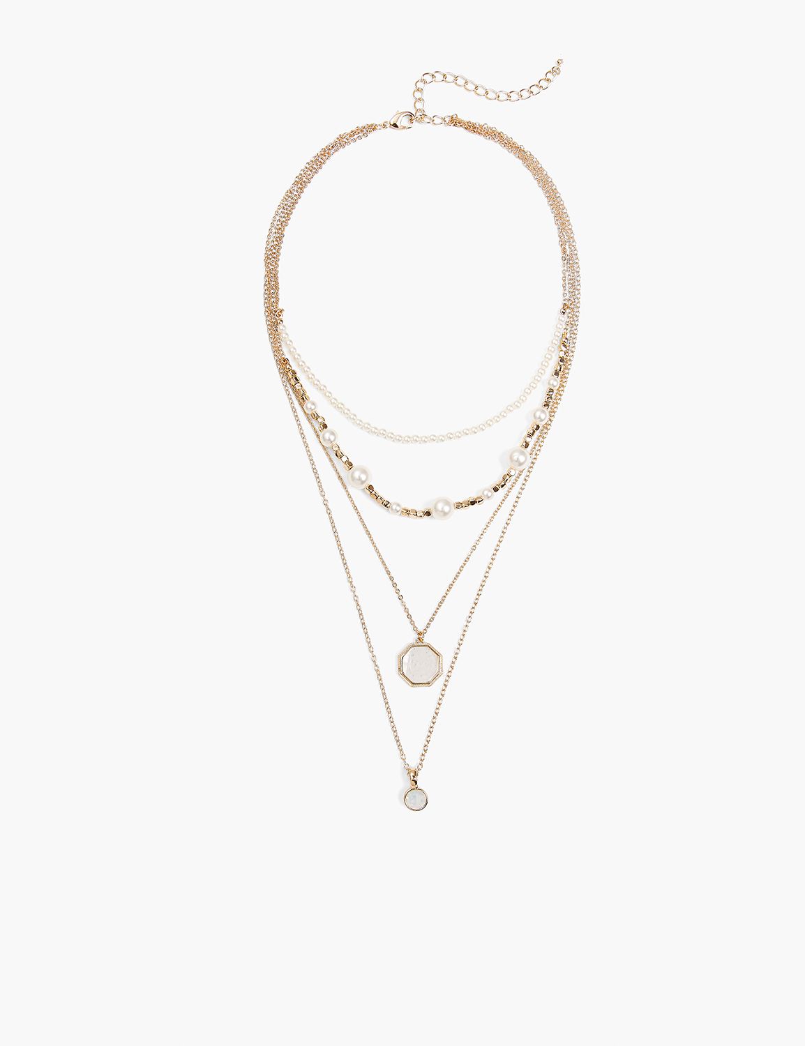 Knotted Pearl Necklace with Pave Diamonds main image 0