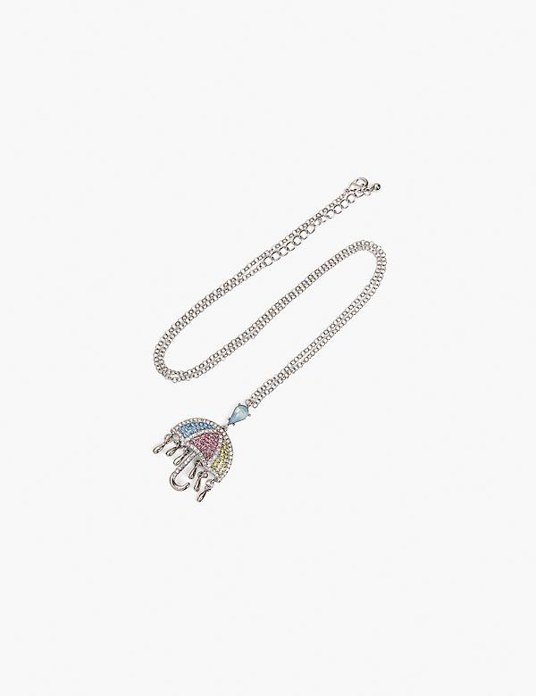 Spring Whimsy Pave Umbrella Pendant Necklace