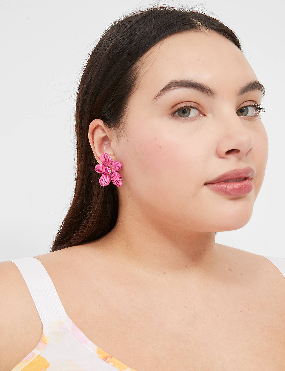 Pink Flower Statement Earrings Product Image 1