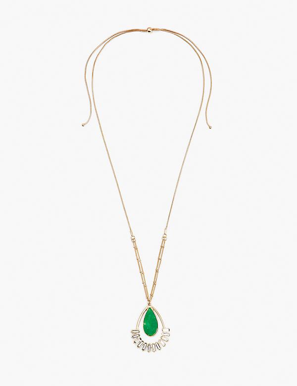 Druzy Green Embellished Pendant Necklace
