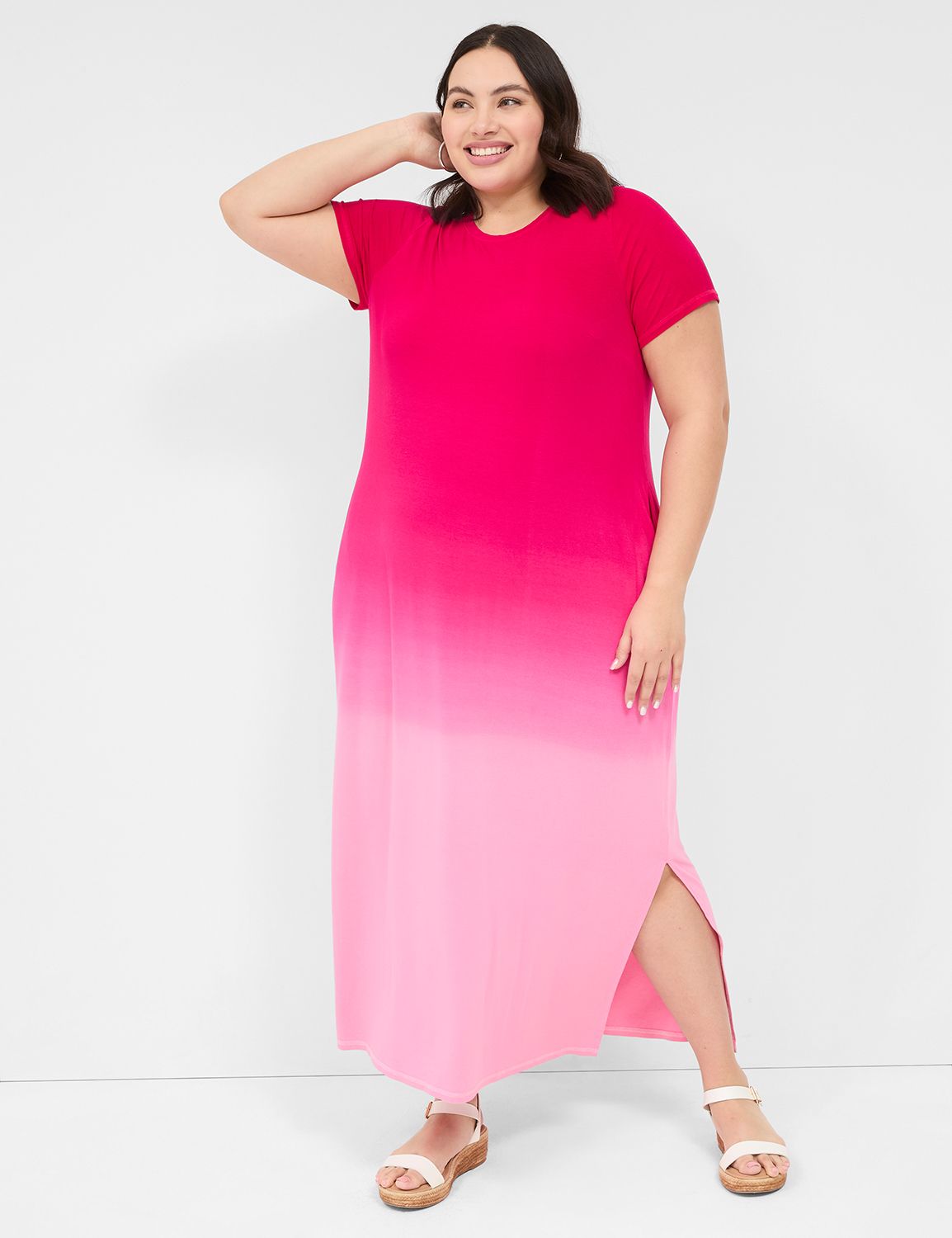 Short Sleeve Side Slits Sheath Maxi Product Image 1