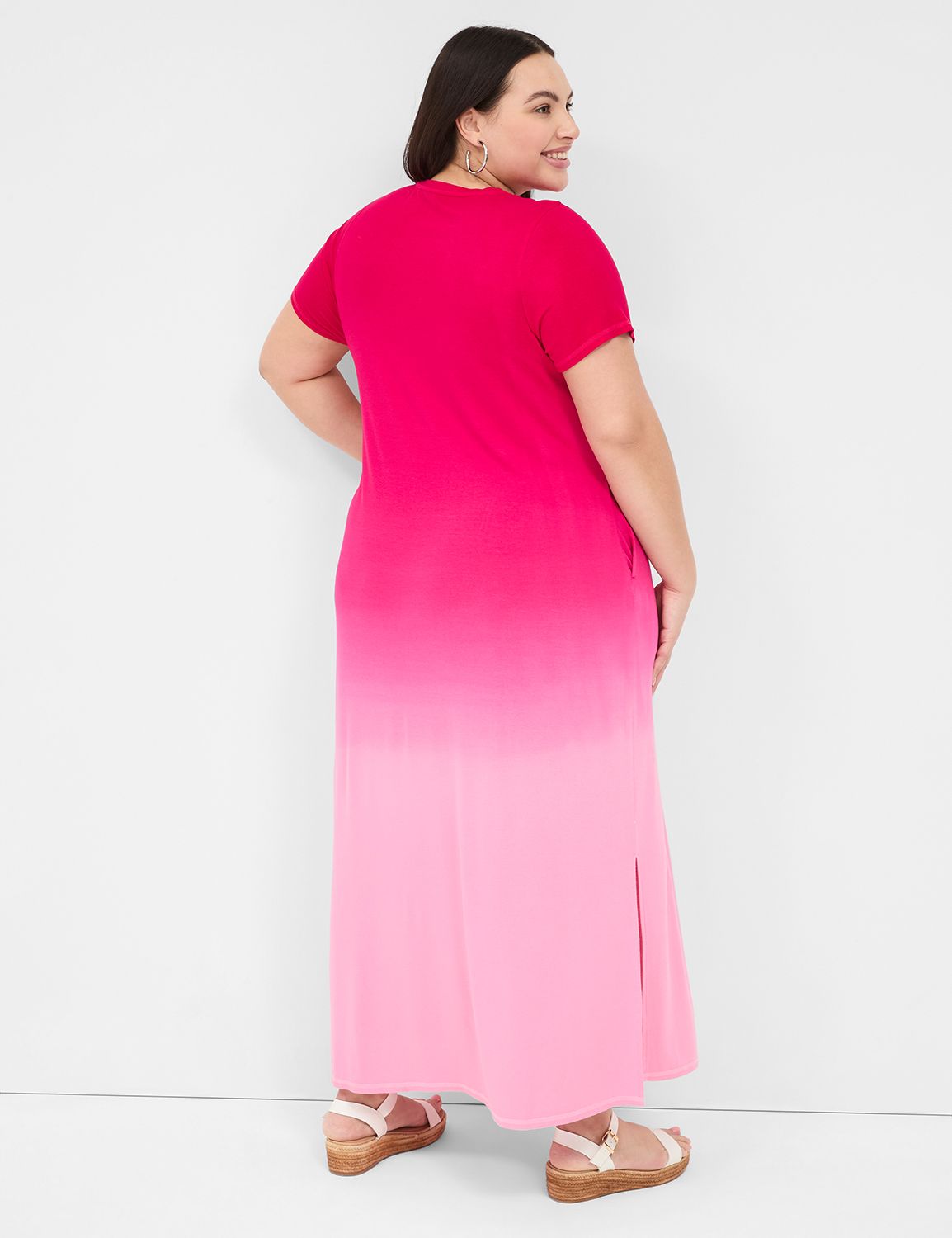 Short Sleeve Side Slits Sheath Maxi Product Image 2