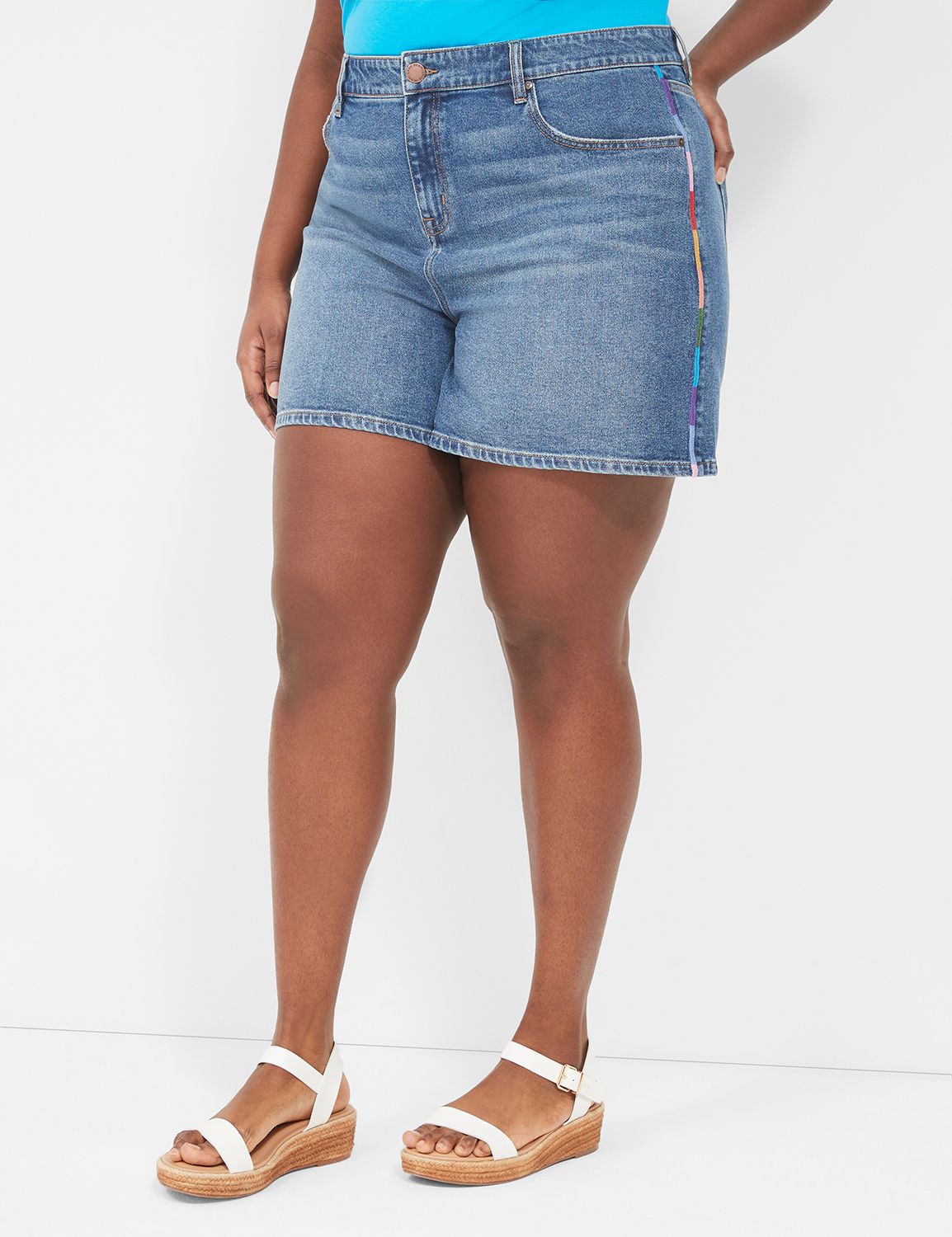 Pride Boyfriend Fit Jean Short With Embroidery