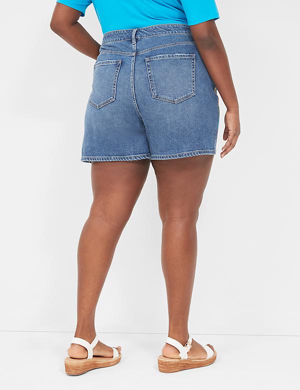 Boyfriend Fit Jean Short With Embroidery