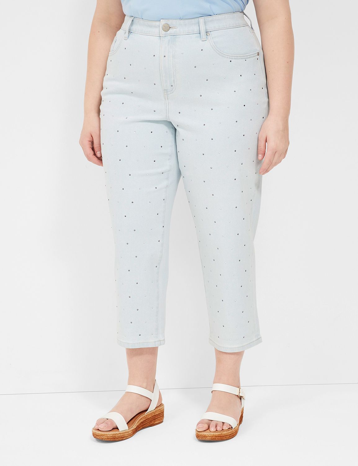 Boyfriend Fit Capri Jean With Embellishments