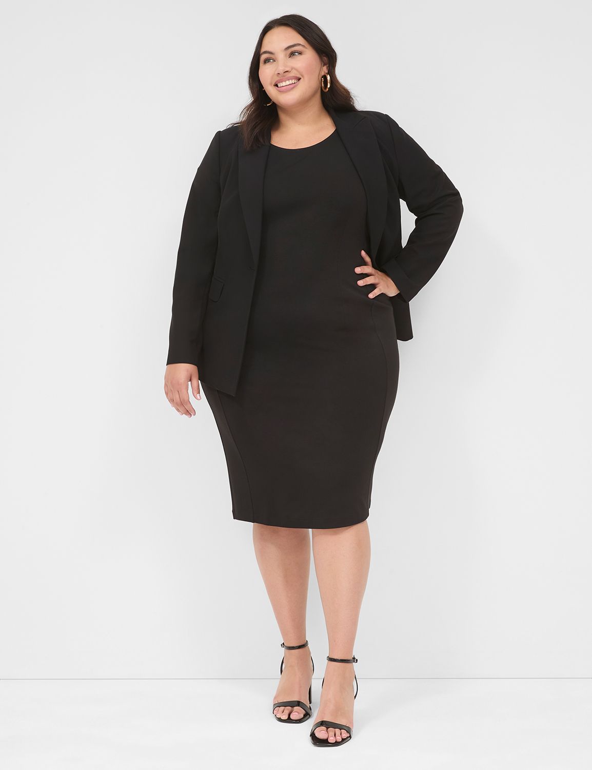 Ponte High Neck Cap Sleeve Stretch Knit Dress main image 0
