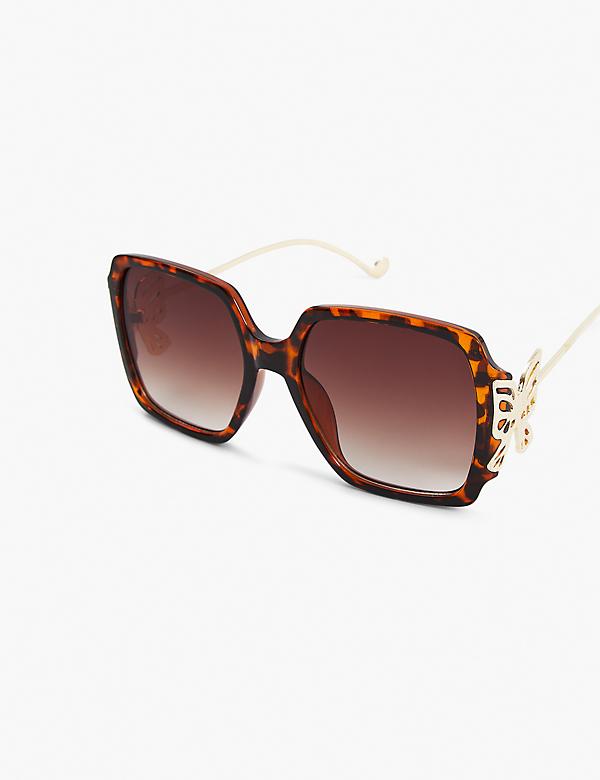 Butterfly-Detail Square Sunglasses