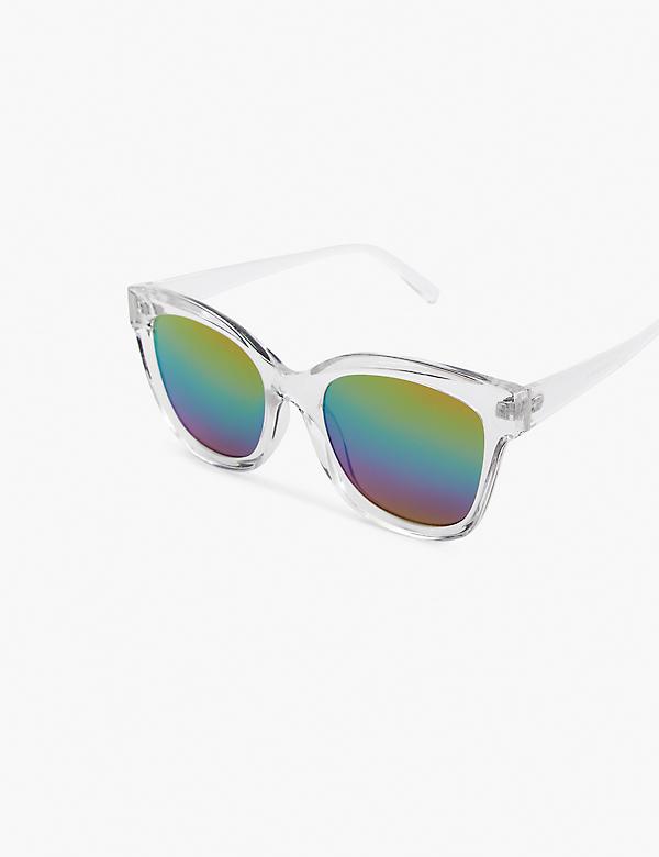 Rainbow Mirrored Lens Cateye Sunglasses