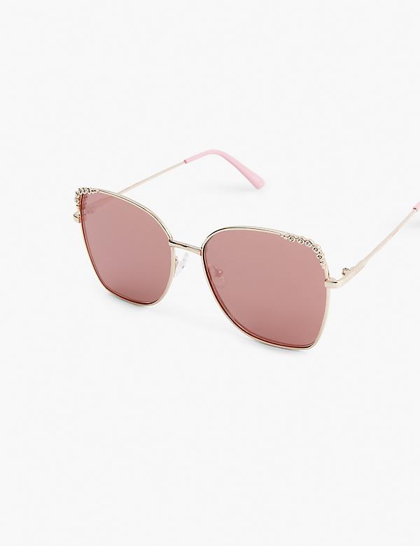 Rose Goldtone & Bling Butterfly Aviator Sunglasses