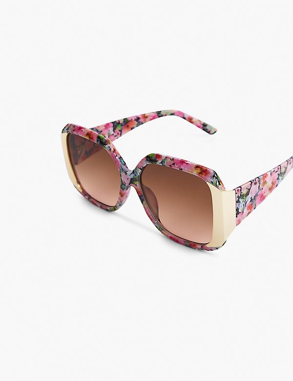 Floral With Goldtone Square Sunglasses