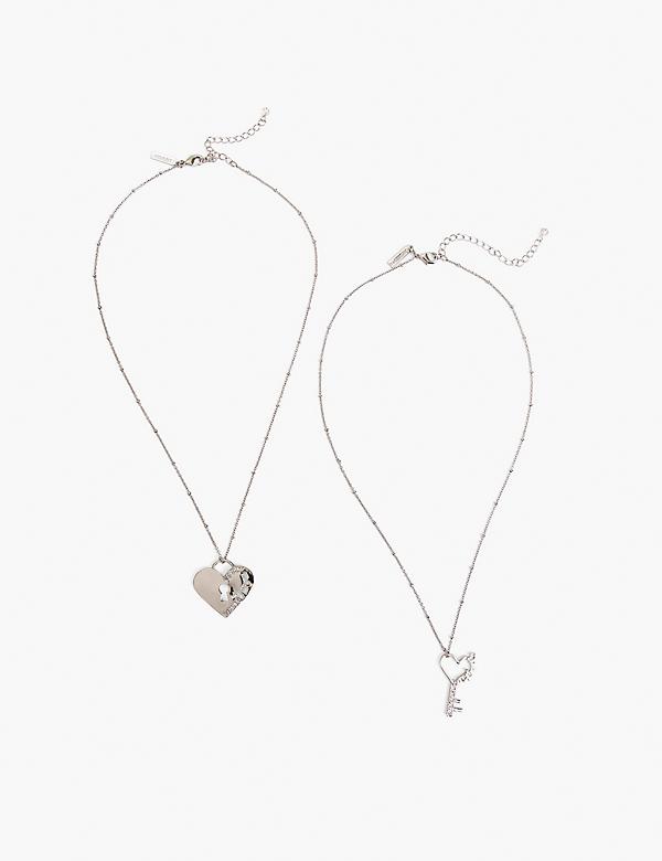 Keep One Share One Heart & Lock Necklace 2-Pack