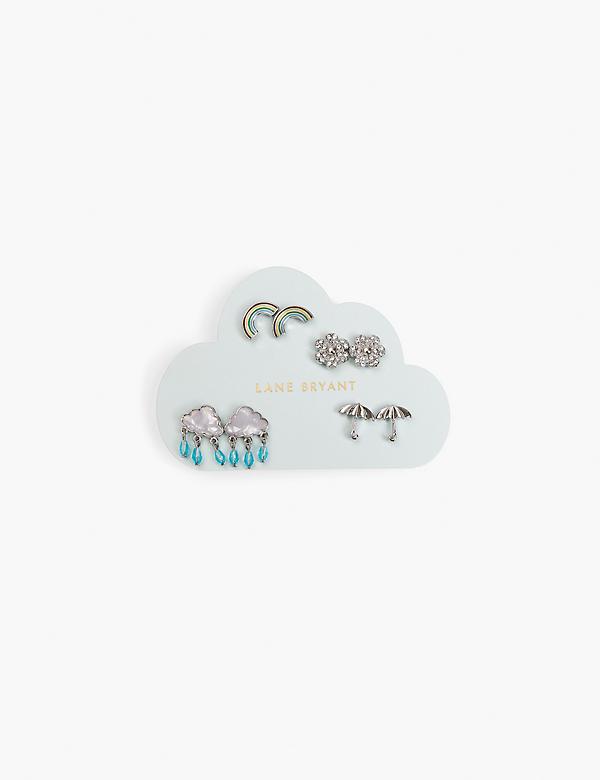 Spring Whimsy Rain Cloud Earrings - 4-Pack