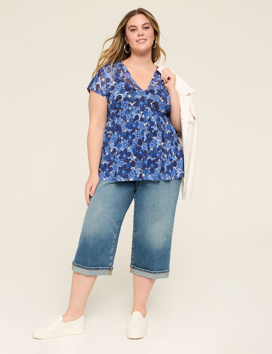 Casual Relaxed Cap Sleeve VNeck Top | LaneBryant