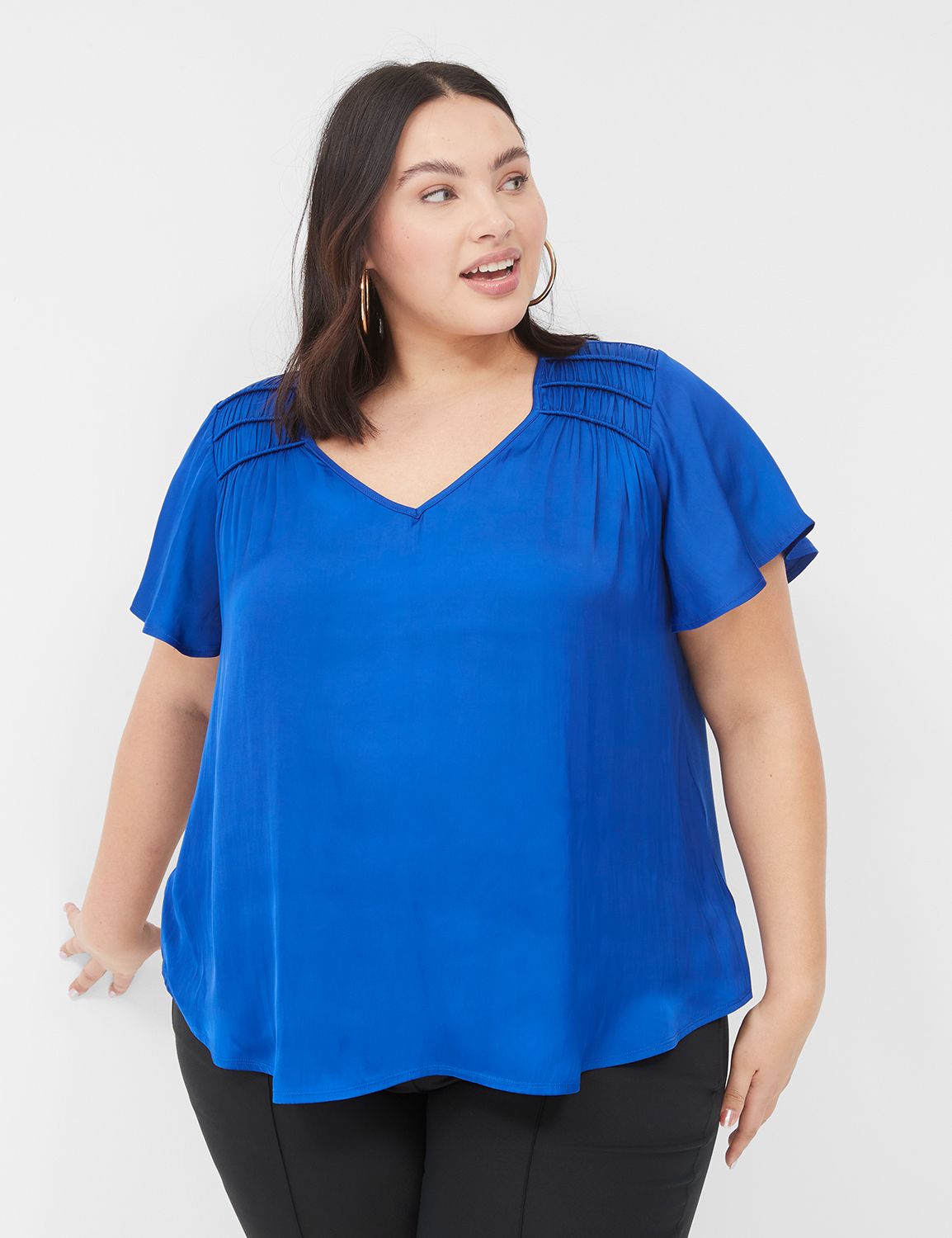 WV Classic Short Sleeve Vneck Smock Product Image 1