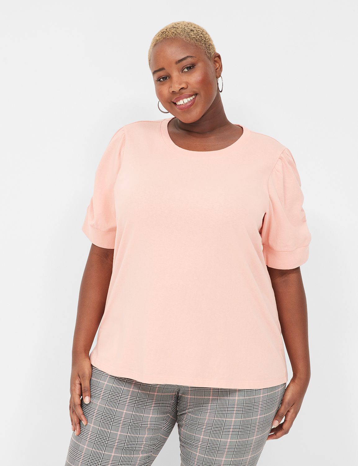 Classic Short Puff Sleeve Crew Neck Product Image 1