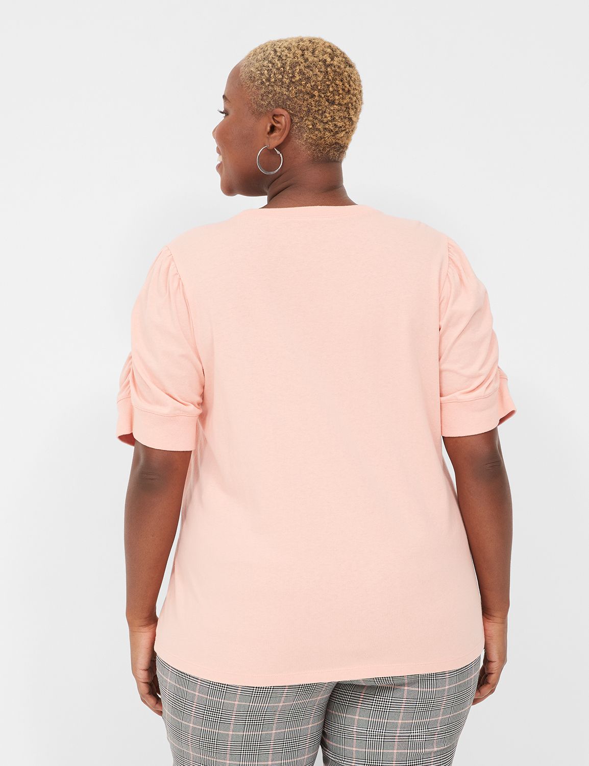 Classic Short Puff Sleeve Crew Neck Product Image 2
