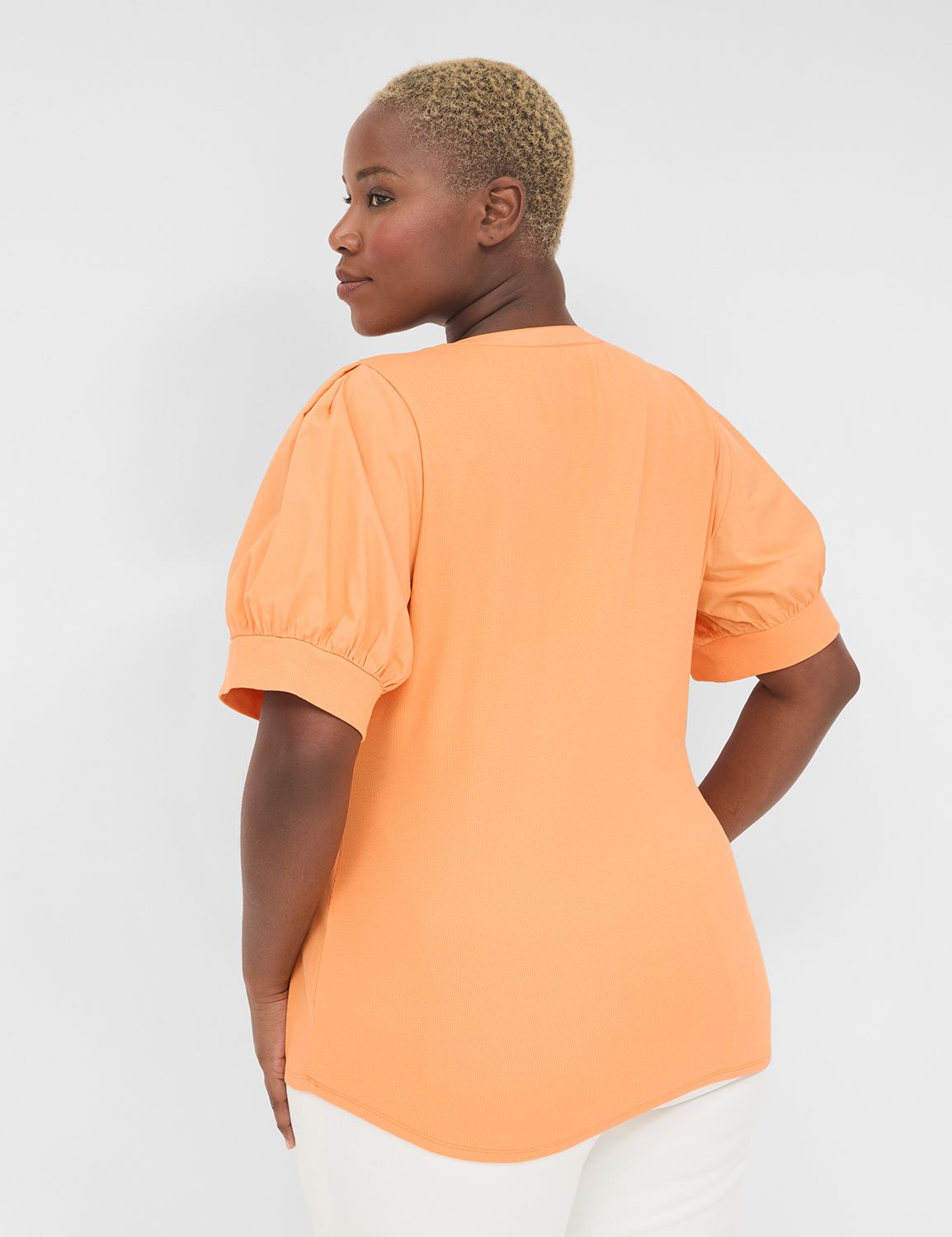 Classic Elbow Sleeve Split Neck Top Product Image 2