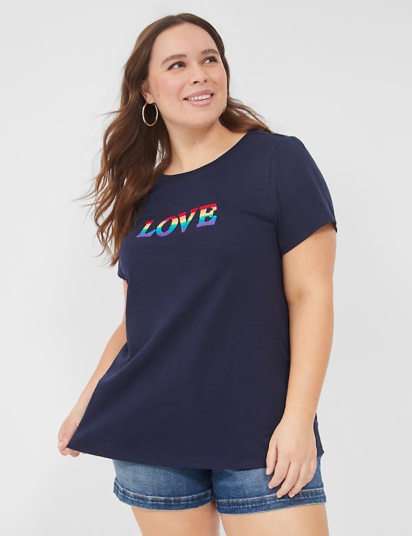Embroidered Rainbow Love Graphic Tee