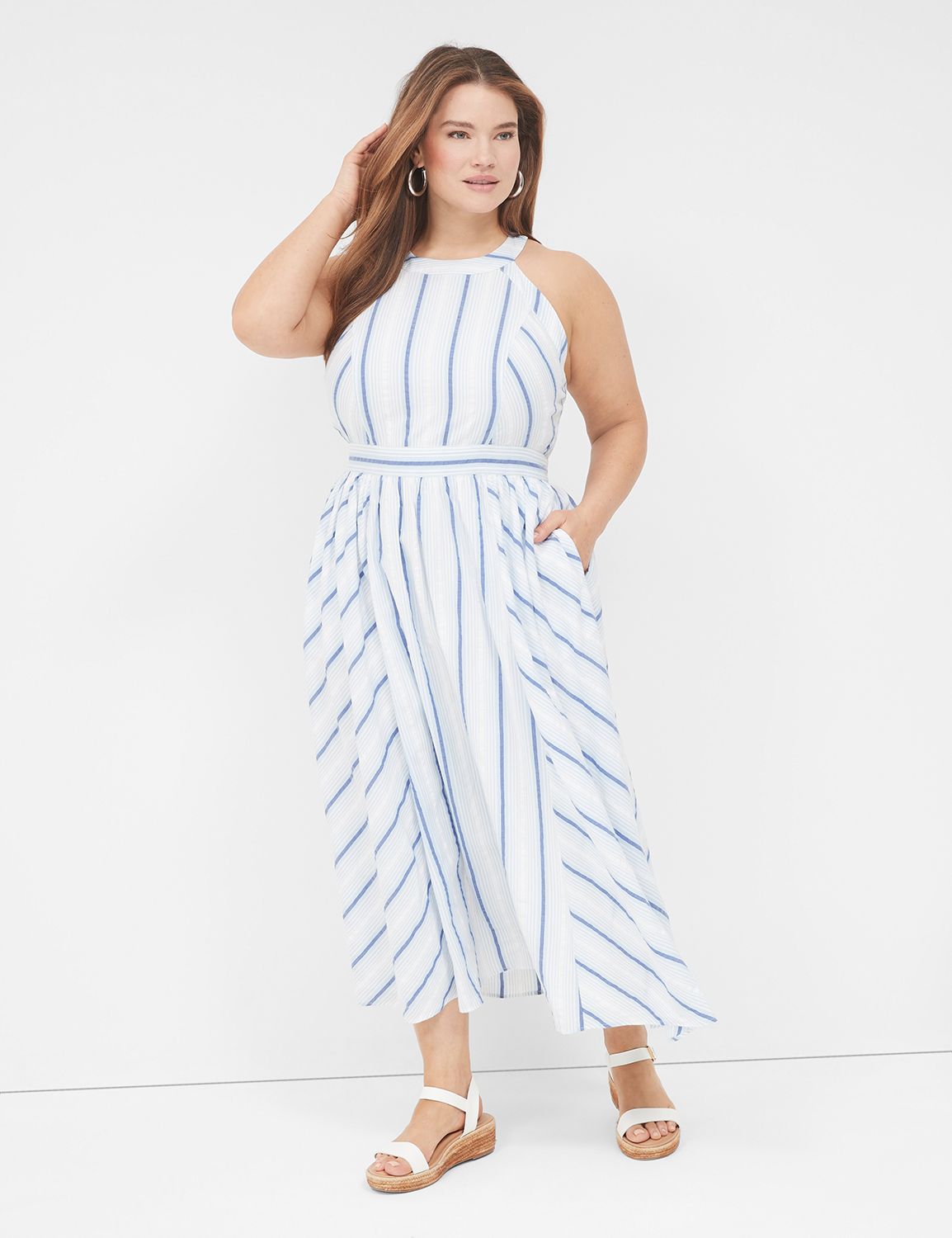 princess polly baby blue dress Halter-Neck Maxi Dress