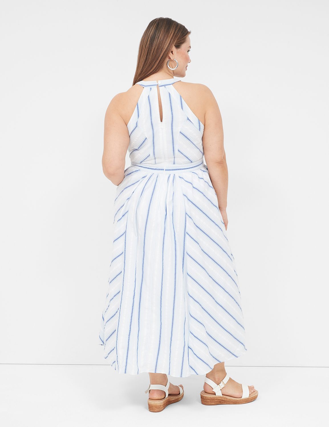Women's Brown Halter Neck Maxi Dress with Draped Waist