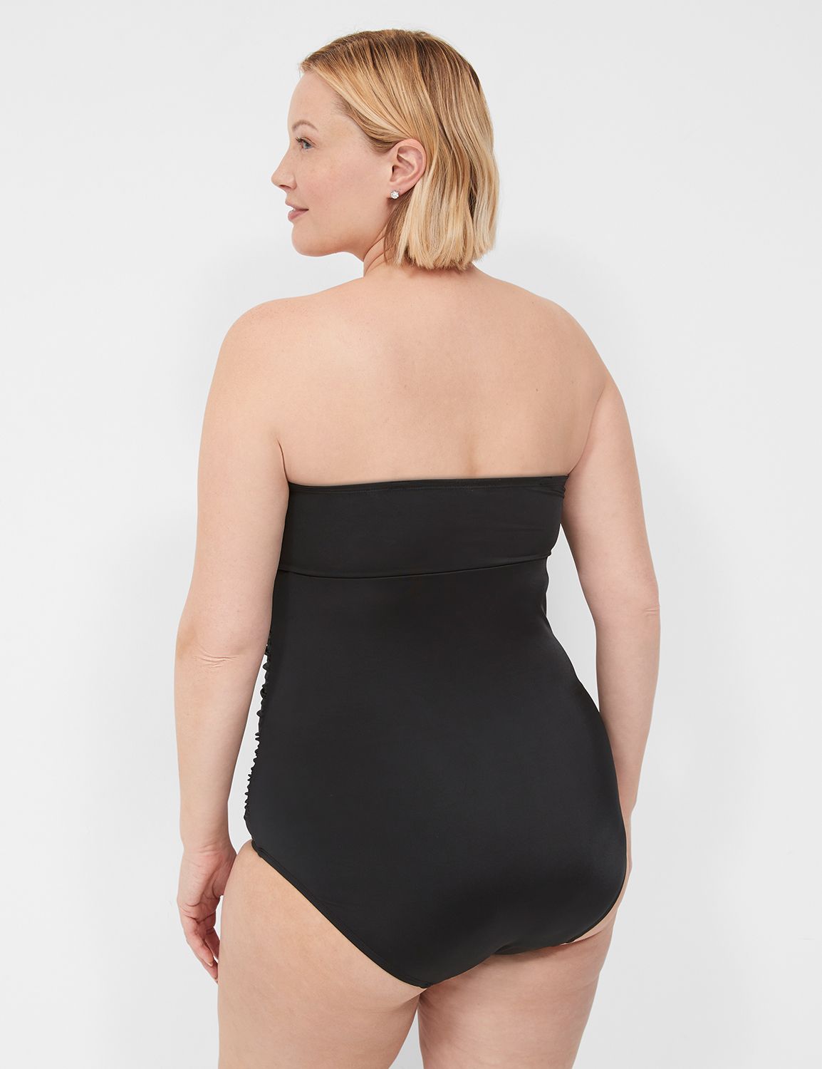 Cacique Plus Size Fishnet one piece swim suit with built-in bra