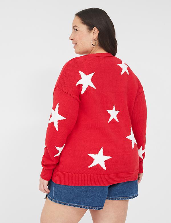 Button-Front Star Cardigan