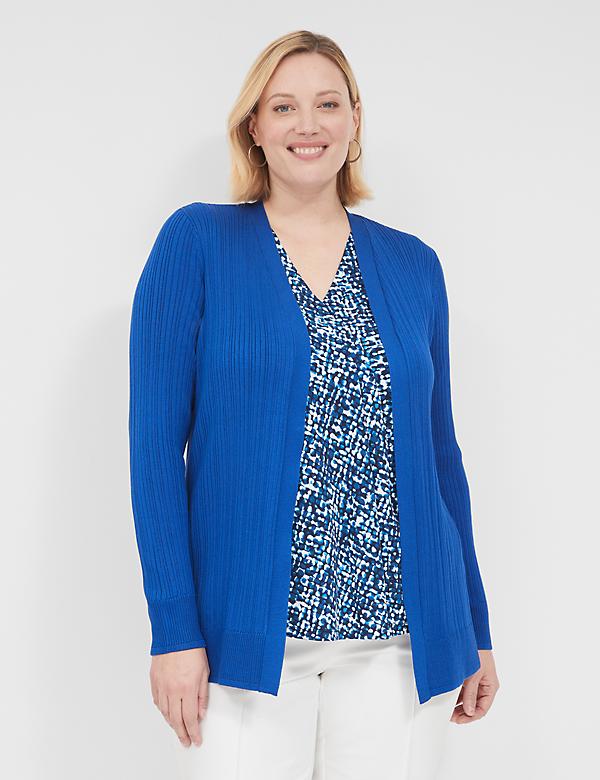 Modern Open-Front Ribbed Cardigan