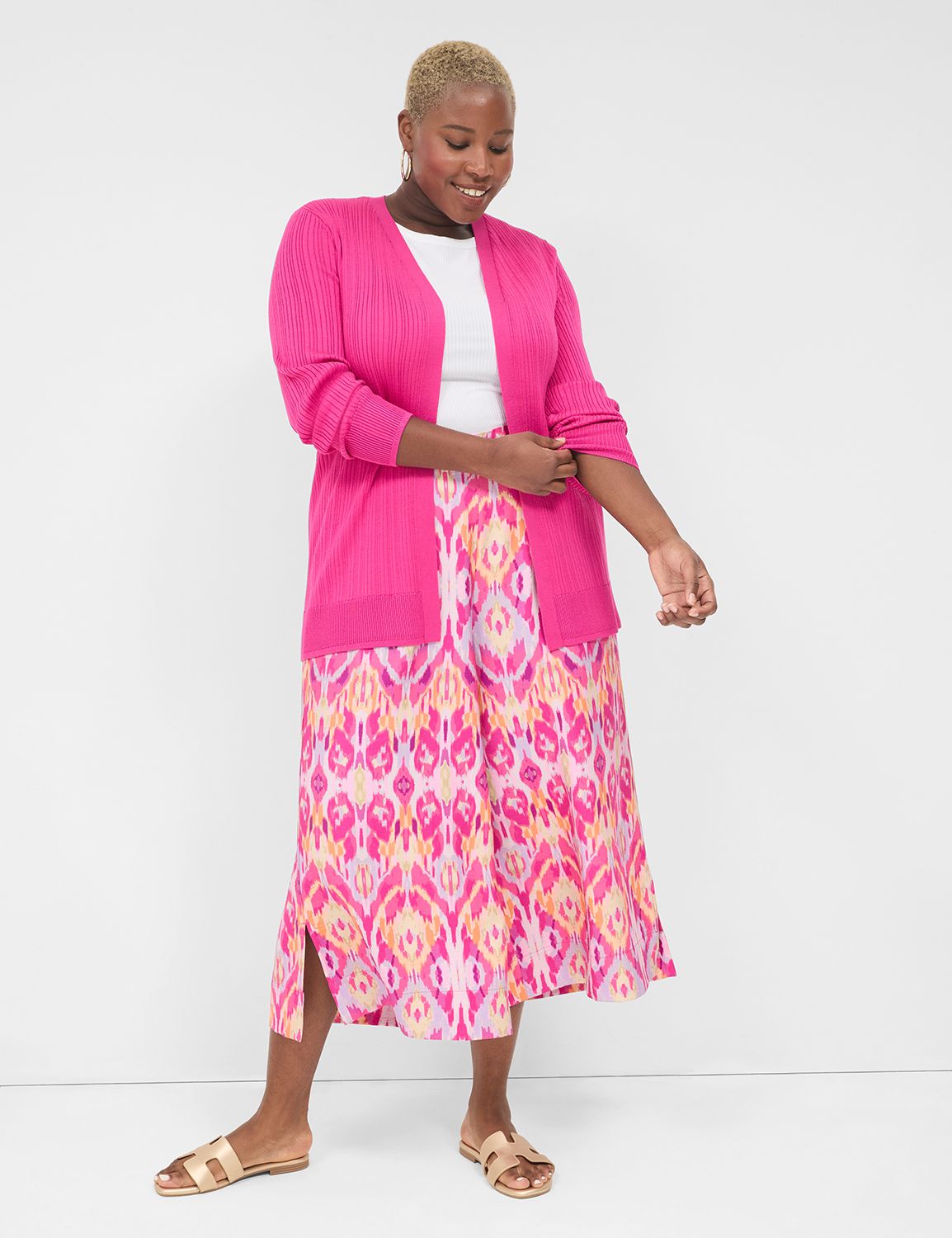 Modern Open-Front Ribbed Cardigan | LaneBryant
