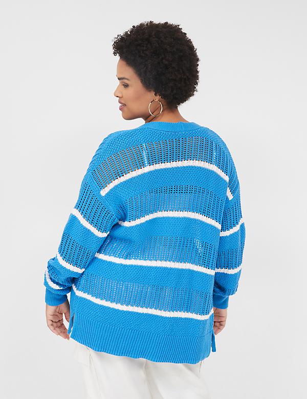 Open Front Striped Cardigan