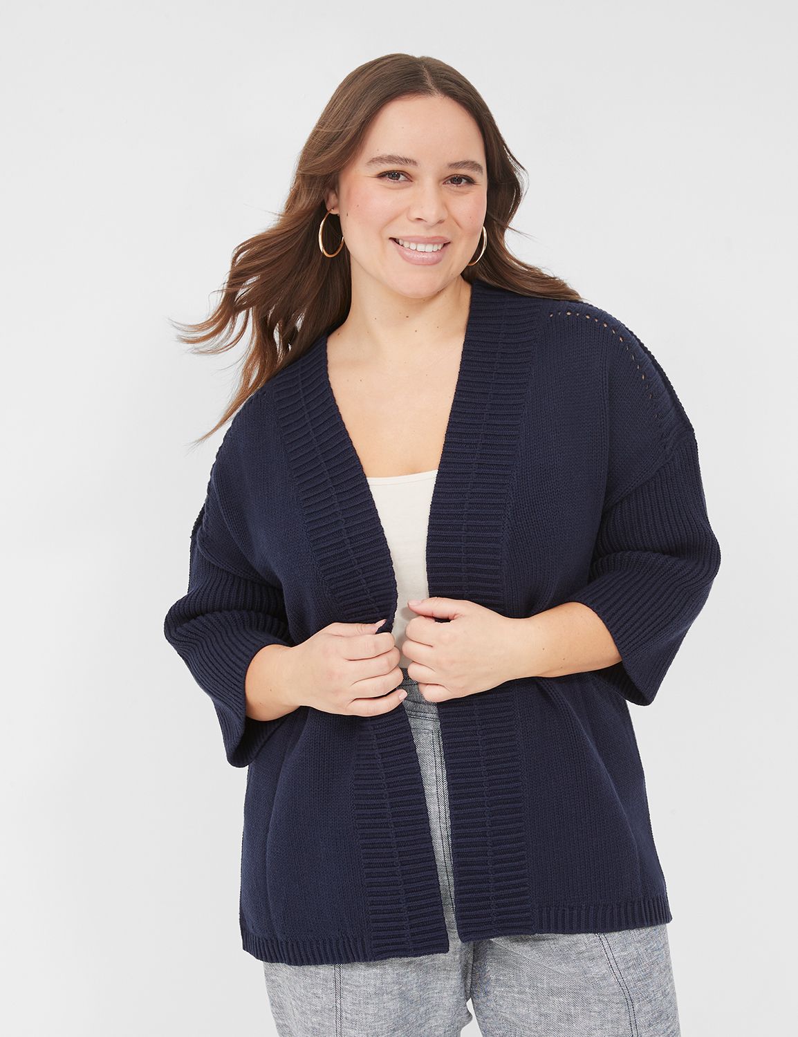 3/4-Sleeve Open-Front Shrug