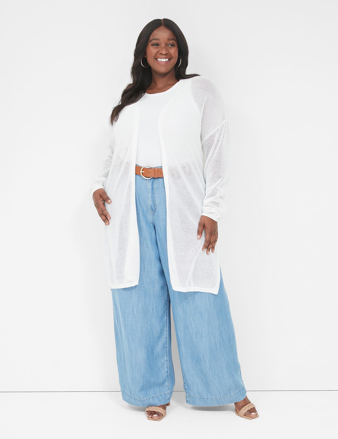 Classic Long Sleeve Open Front Mesh | LaneBryant